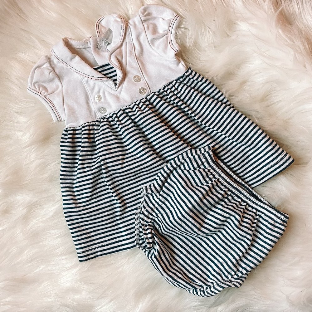 0-3M Baby Girl Sailor Kissy Kissy Outfit